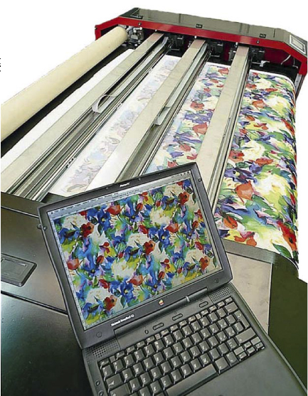 Digitale textiel pinter en computer